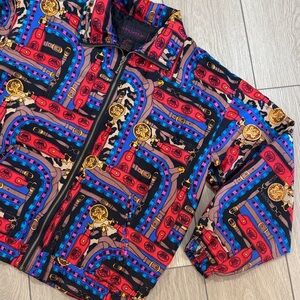 Vintage Silk Y2K 90s 80s Funky Old Money Windbreaker Jacket Sz S Preppy